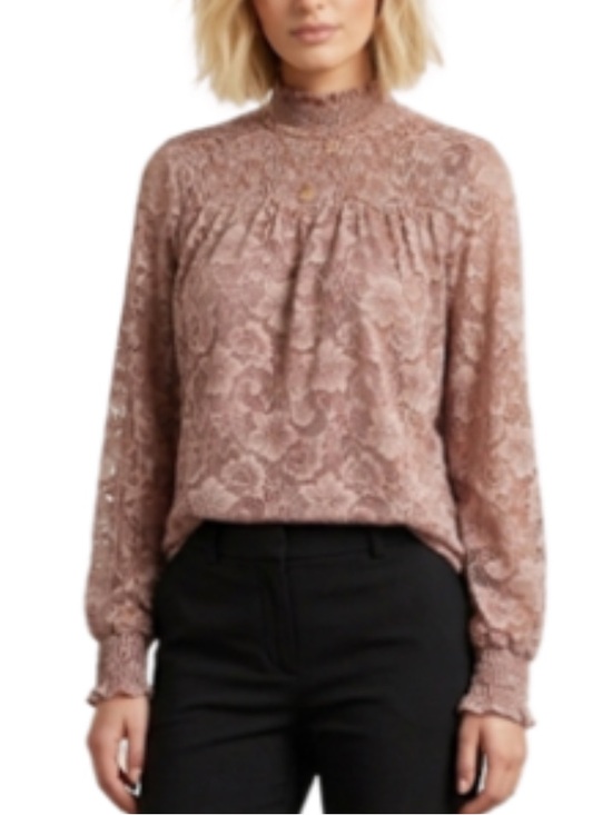 Cable & Gauge Tops - NEW Cable & Gauge Long Sleeve Lace Top LG Pink/Mauve NWT
